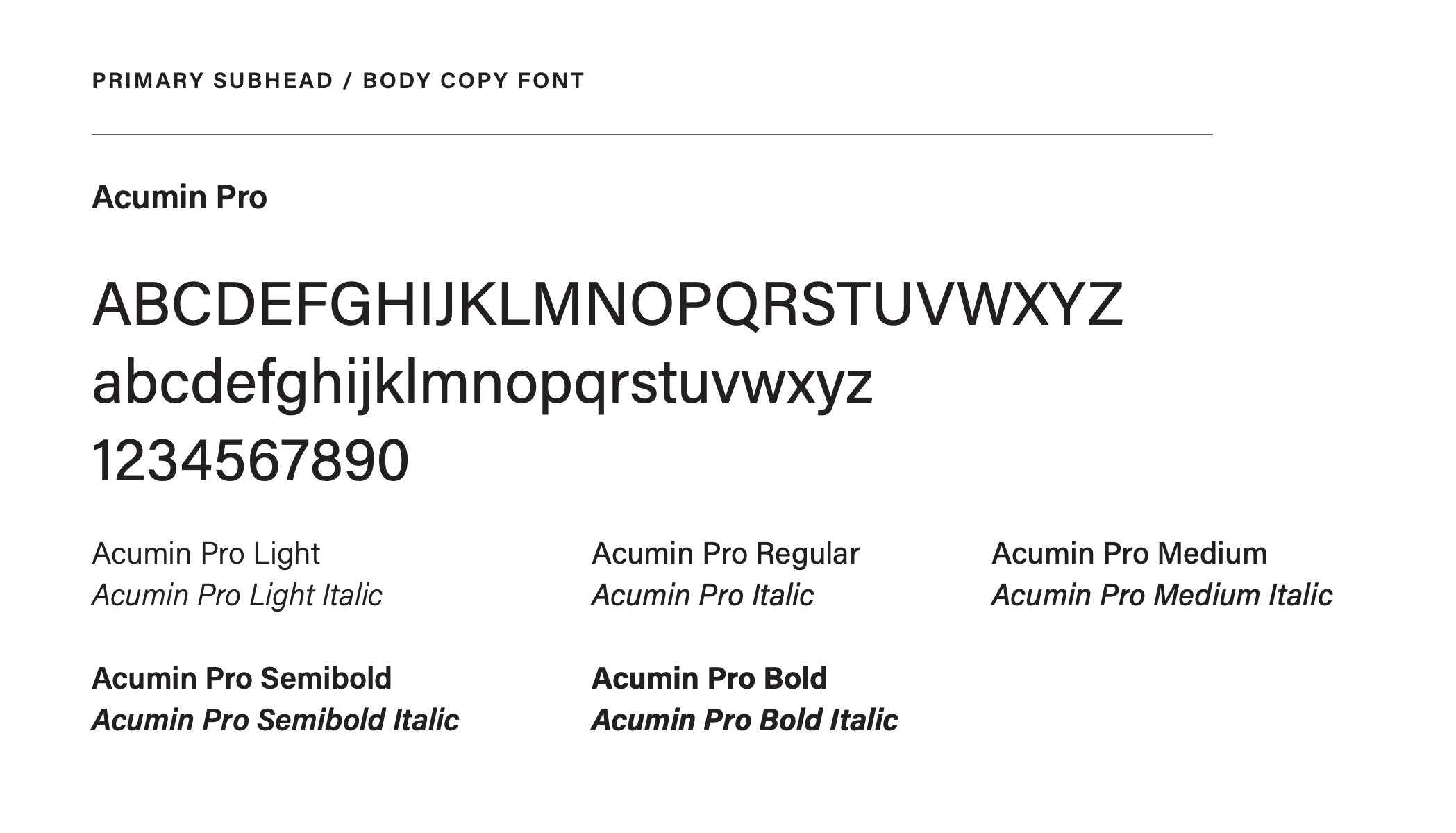 Branding: Acumin Pro font image