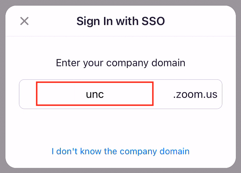Zoom Phone App SSO Entry with UNC