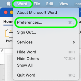 how to open proofing option in word for mac