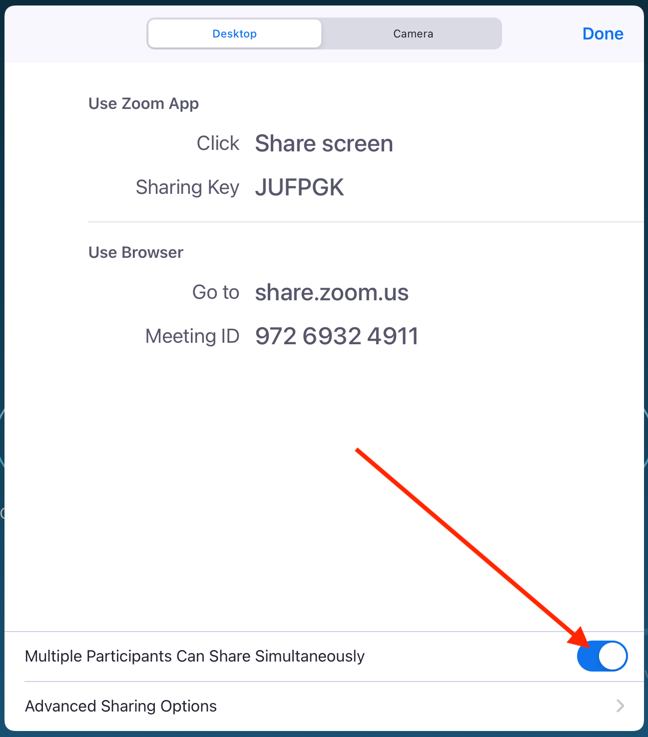Zoom Screen Share Multiple Participants Toggle